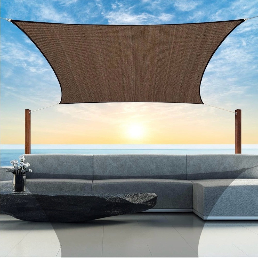 Outdoor Rectangular Brown Sun Shade Sail Canopy 10ftx17ft EUC